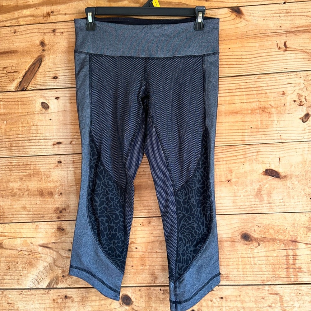 Lululemon Sashiko Diamond Dot Camo Black Wunder Under Crop Leggings